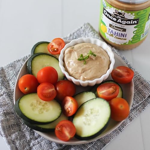 Miniatura 7 de Once Again Tahini de sésamo orgánico con limón, 16 onzas, sin sal, sin azúcar, orgánico USDA, sin gluten, vegano, kosher, sin maní, tarro de vidrio