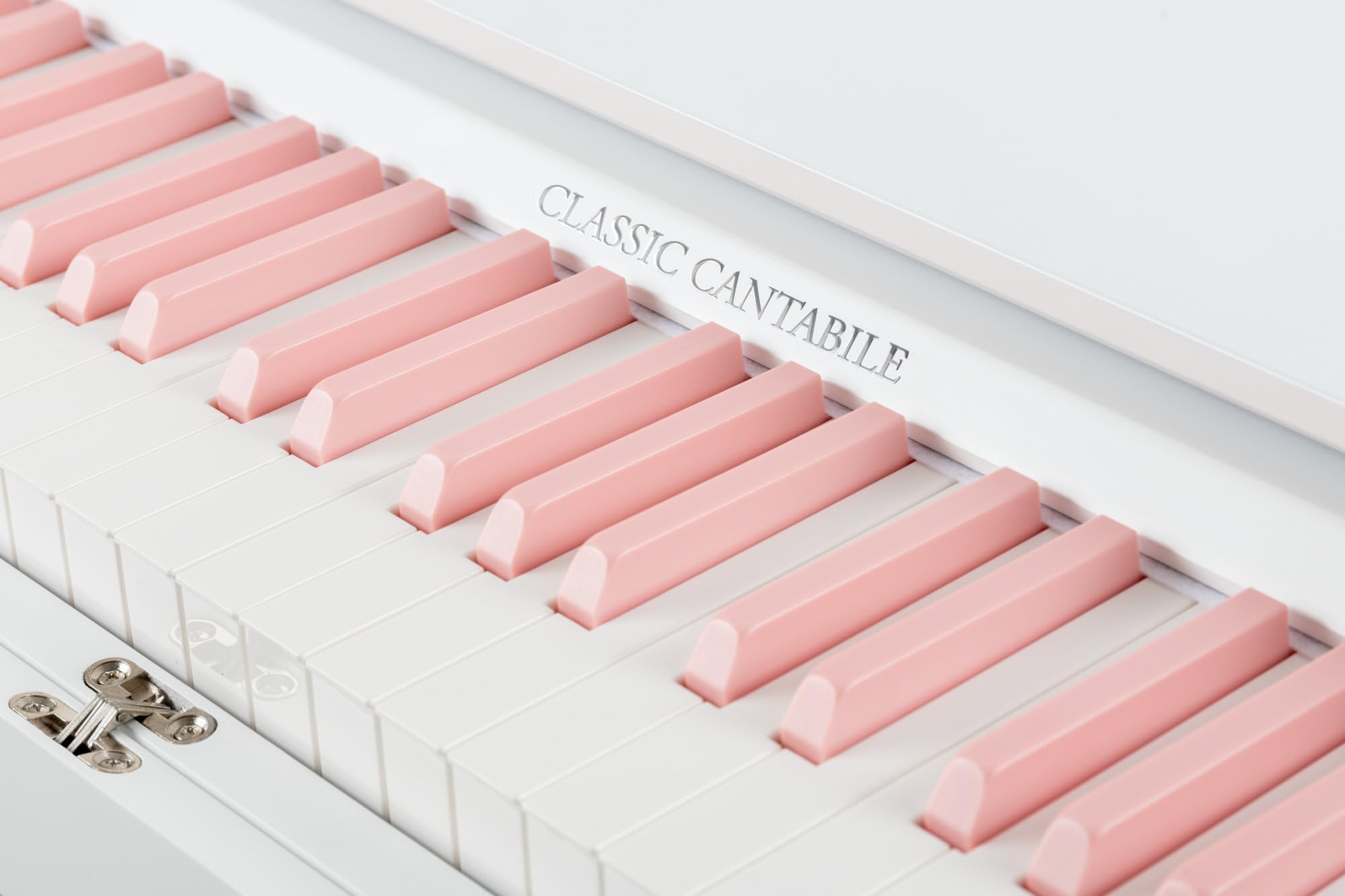 Classic Cantabile DP-730 WP Piano digital set - 88 teclas ponderadas acción de martillo - Mesa teclado piano elèctrico incorporado - Con porta notas y pedalera - USB MIDI - Blanco mate y teclas rosas