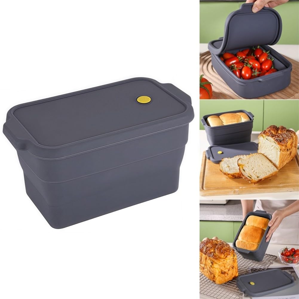 Moule à pain pliable en silicone avec couvercle gris 22,5x12,5cm
