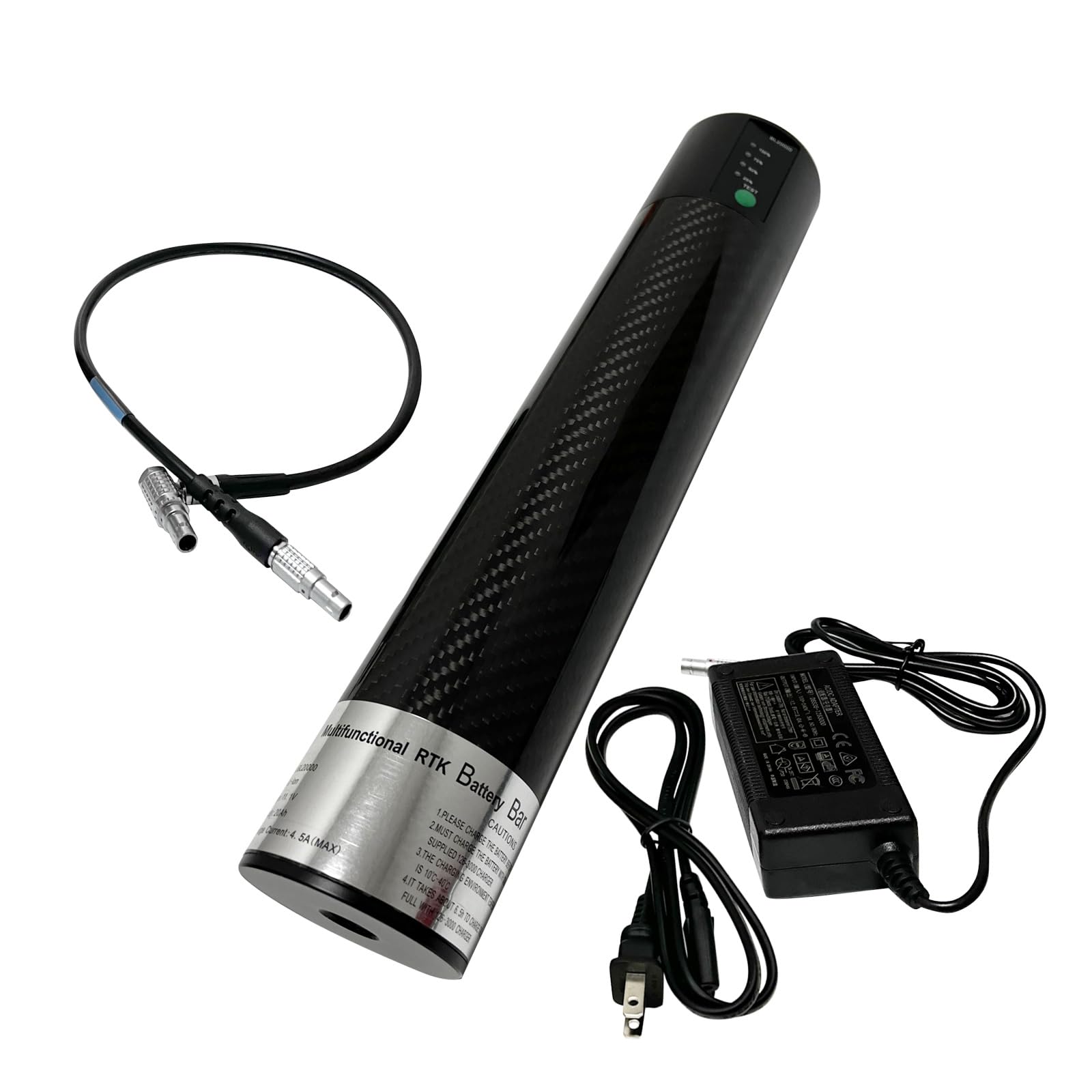 20000mAh External RTK Battery Bar 12V 5-Pin Compatible with Topcon GR-3 GR-5 Hiper GPS Receiver Pole Power Stick with Charger and Cable (BL20000)