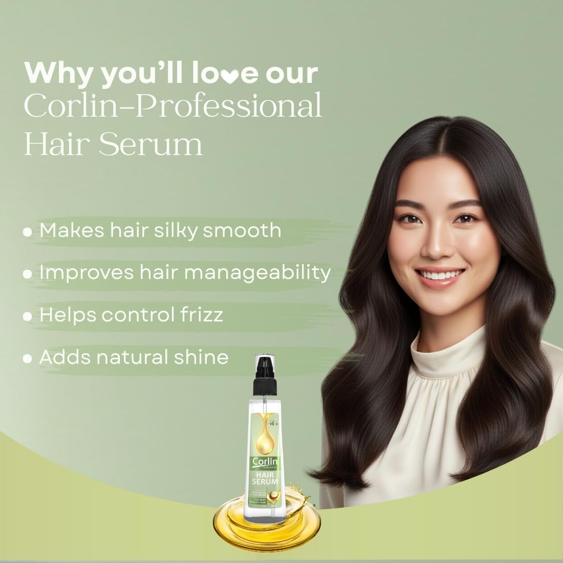 Corlin Hair Serum for Silky Smooth Nourished Hair | No Harsh Chemical & Cruelty Free, 100ml 2