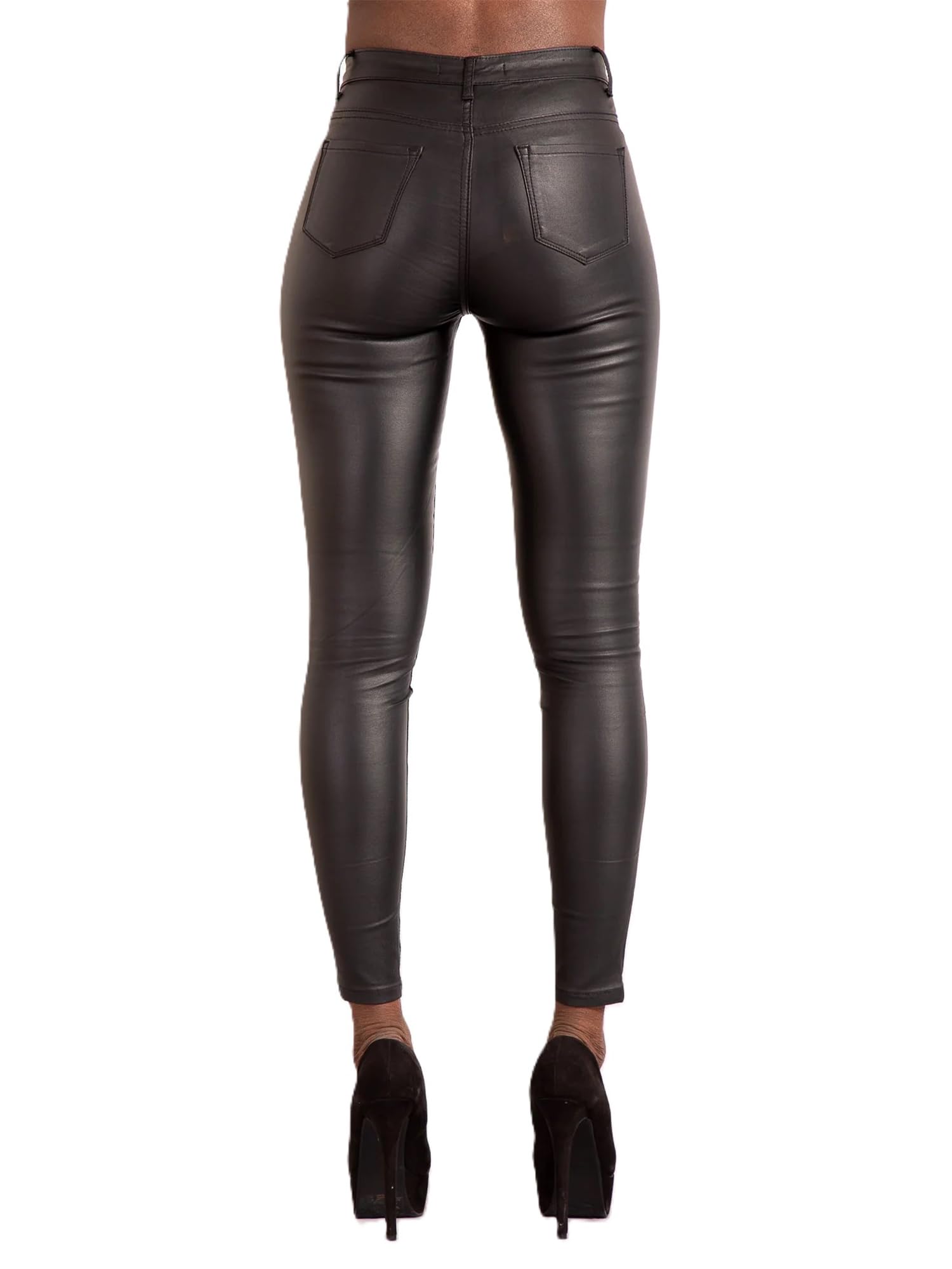Glook Vita Alta Pelle Leggings per Donna Sexy Ecopelle Pantaloni