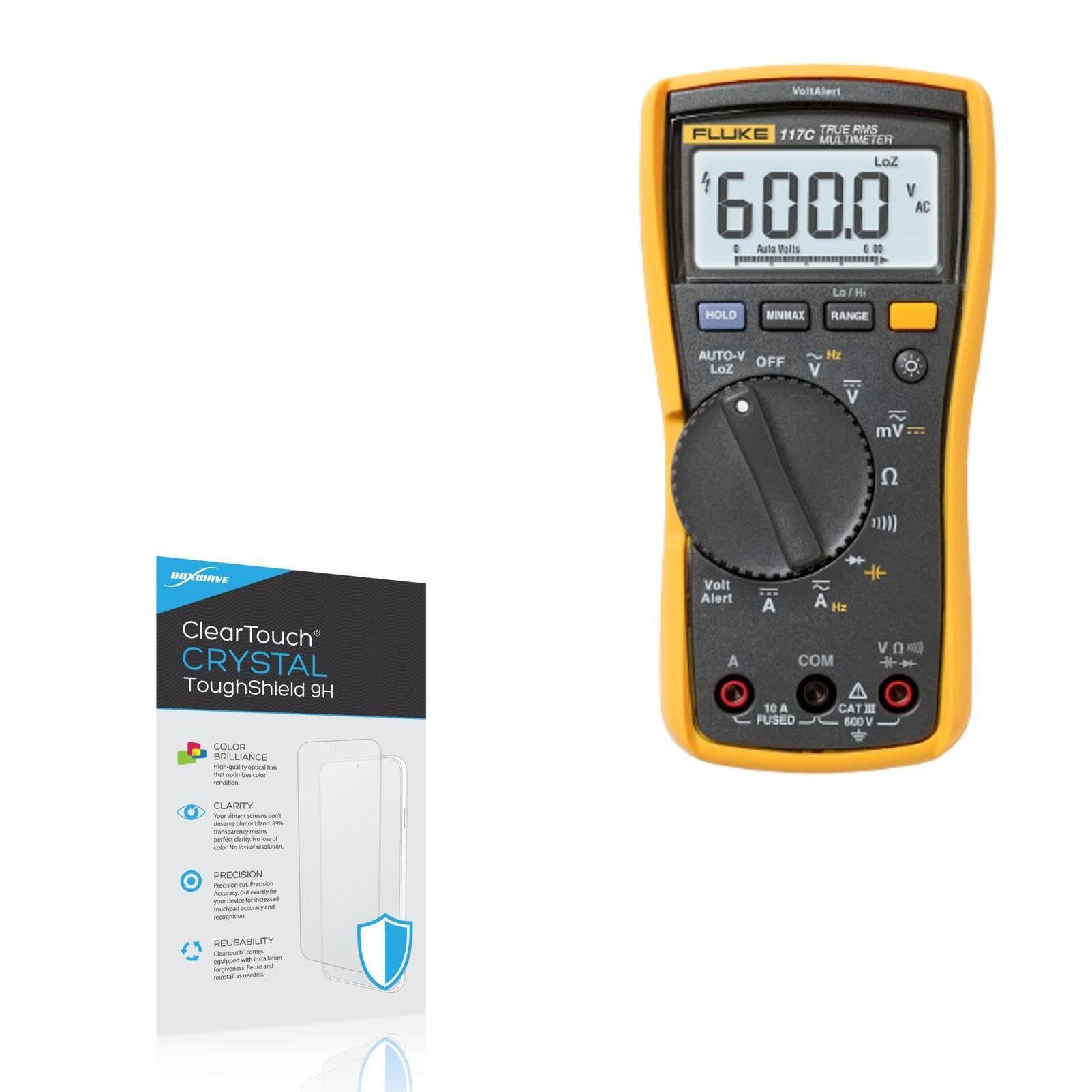 BoxWave Screen Protector Compatible with Fluke Fluke 117 - ClearTouch Crystal ToughShield 9H (2-Pack), Clear 9H Tough Flexible Film Screen Protector