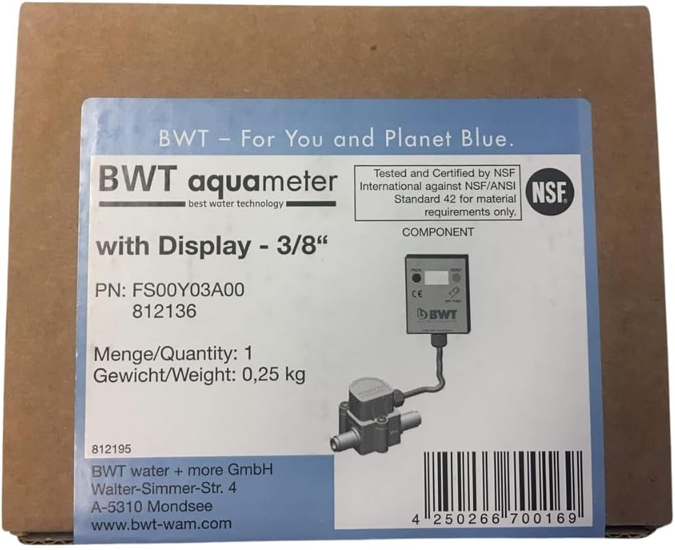 BWT Aquameter HF Water Filter Meter 3/8" with LCD Display – High Flow (100–700 l/h) – For Water Lines & Large Equipment – Battery-Powered