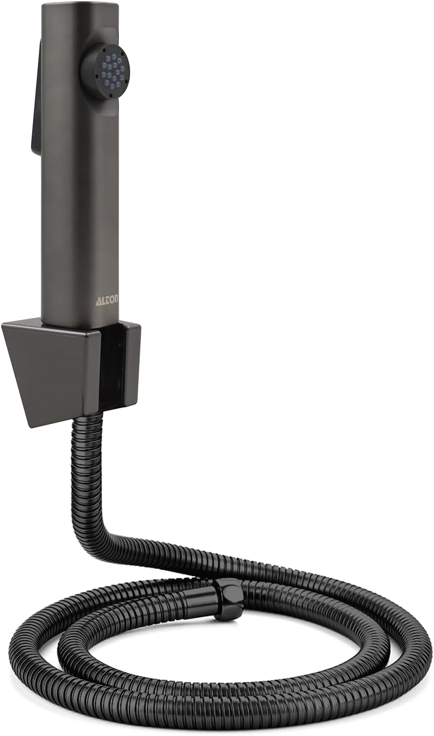 ALTON SHR20855 ABS Health Faucet with SS-304 Grade 1.25 Meter Flexible Hose Pipe and Wall Hook, Grey & Black (Jet Spray for Toilet)