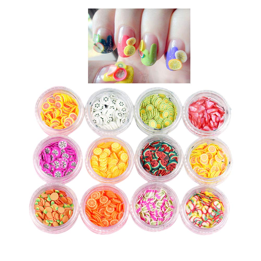 FRCOLOR 3D Slice Fruit Pattern Nail Art Supplies Slime Making Slices for Sticking to Slime, DIY Crafts (Random Color)