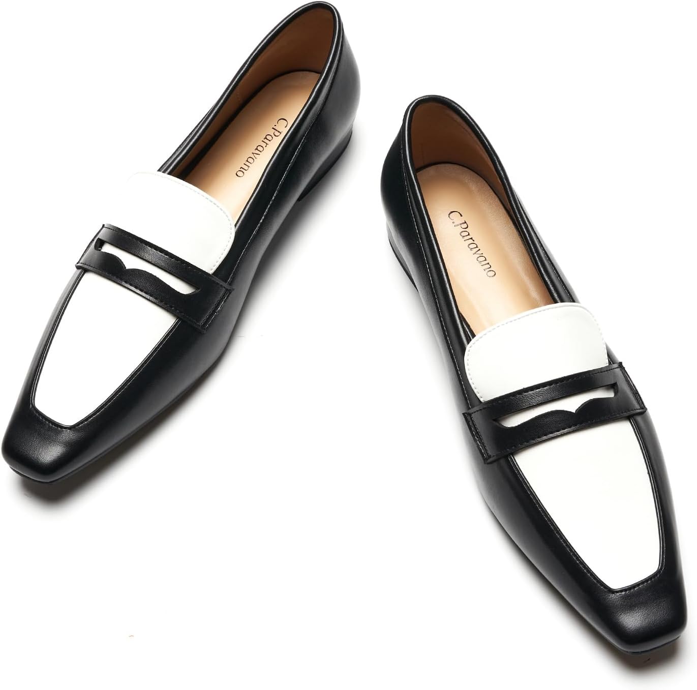 C.Paravano Loafer Women Penny Loafers Flat Shoes for Women Slip On Shoes Crocodile-Embossed