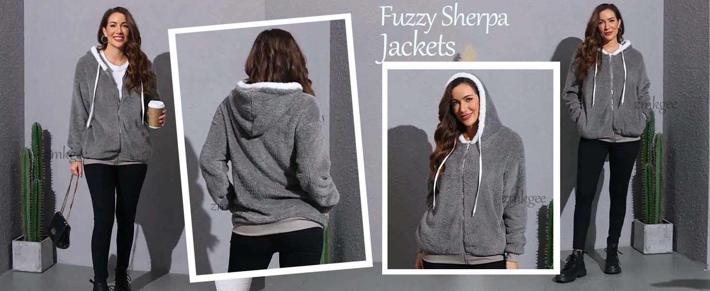 タグ付き未使用品！FILA レディースモコモコ素材グレー ジャケット XL Sherpa Lined Jacket Women Fuzzy Plus Size Zip Up Hoodie Soft Comfy