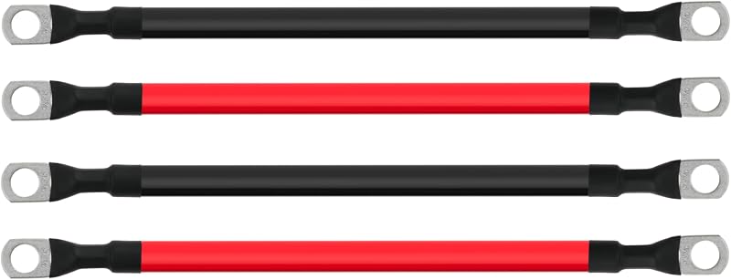 Cabo de bateria TUELETFU 4 AWG com terminais de 3/8" e 22,86 cm – Par vermelho e preto