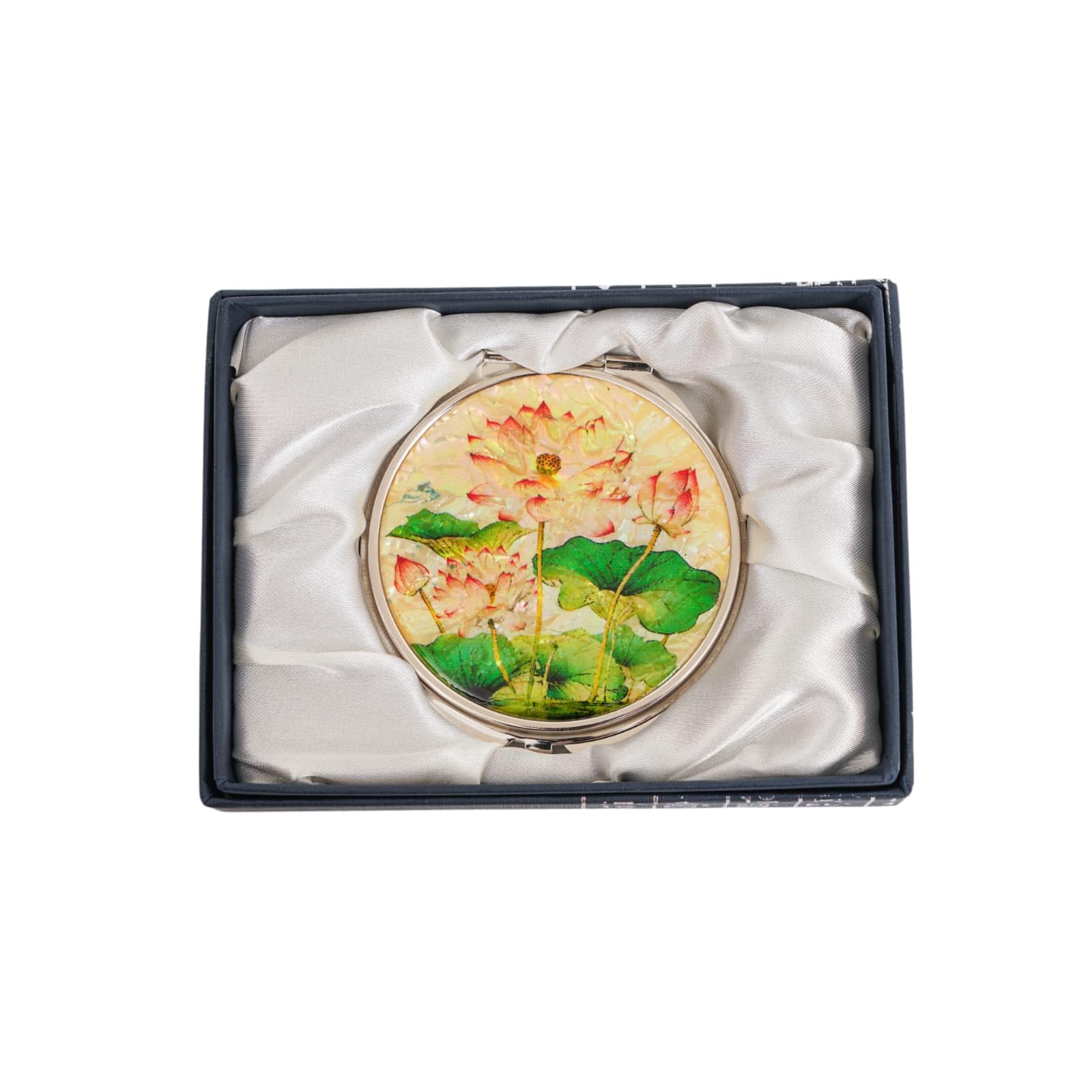 February Mountain Mother of Pearl Compact Mirror – Dual Magnification Gift for Women, Mom, Sister – Birthday or Christmas Idea (1, Lotus Serenity)