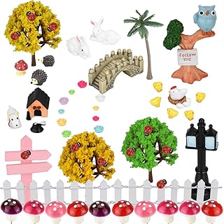 58 Pcs Fairy Garden Accessories DIY Dollhouse Ornaments Kit Mini Fairy Garden Figurines Accessories Garden Pots Decoration Miniature Ornaments Outdoor for Plant Pot Home Decor