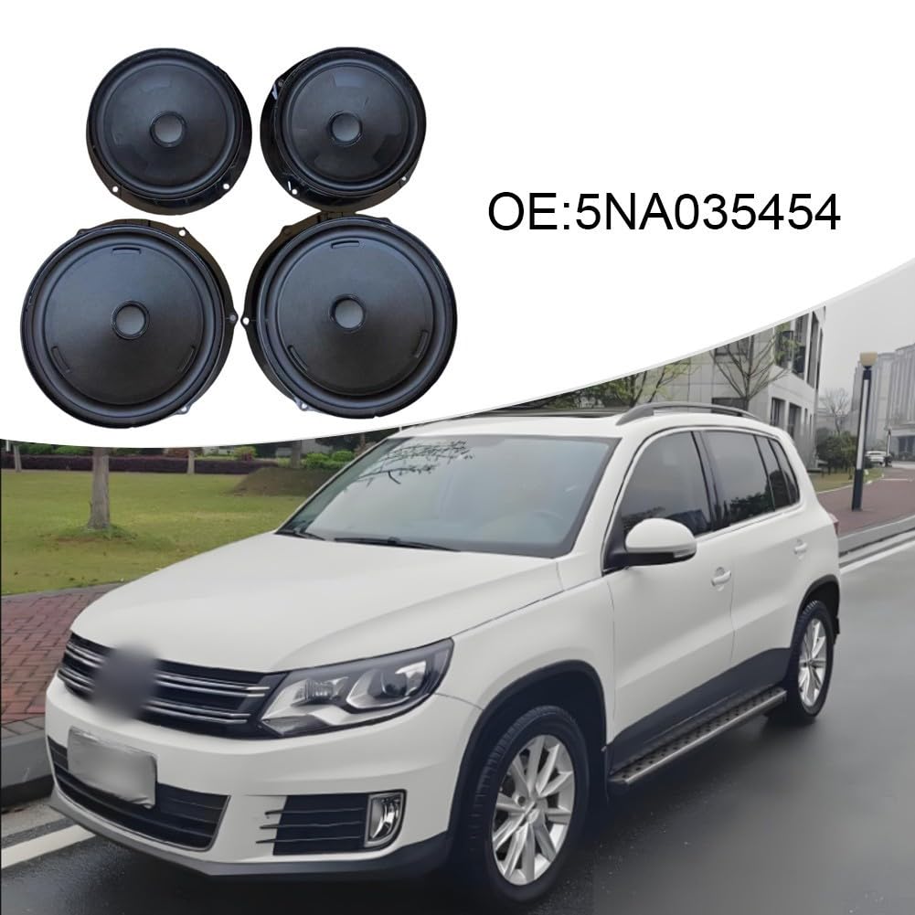 Caisson de basses de voiture pour Tiguan 2 II 2017-2019 | Haut-parleur de basse audio de rechange, avec OEM 5NA035454 5NA035453 | Noir, plastique et métal compatible avec (avant)