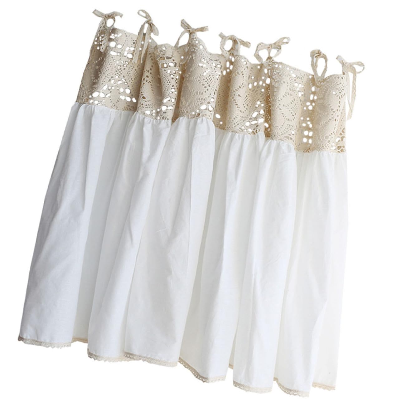 Demi-rideau romantique STOBAZA en coton blanc style campagne