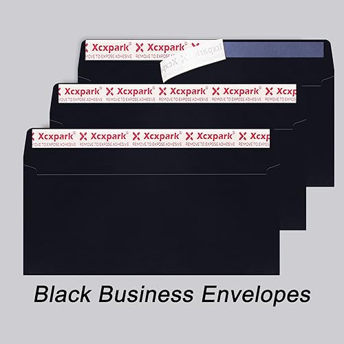 Miniatura 5 de 250 sobres de seguridad color negro #10 de 4-18 x 9-12 pulgadas, sobres invisibles sin ventanas, sobres de sellado rápido súper fuertes, patrón de