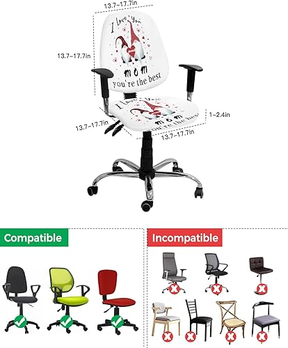 Miniatura 4 de Office Chair Cover I Love You Mom Protective Stretchable Universal Computer Chair Covers Gnome White Backdrop Stretch Rotating Chair Slipcover