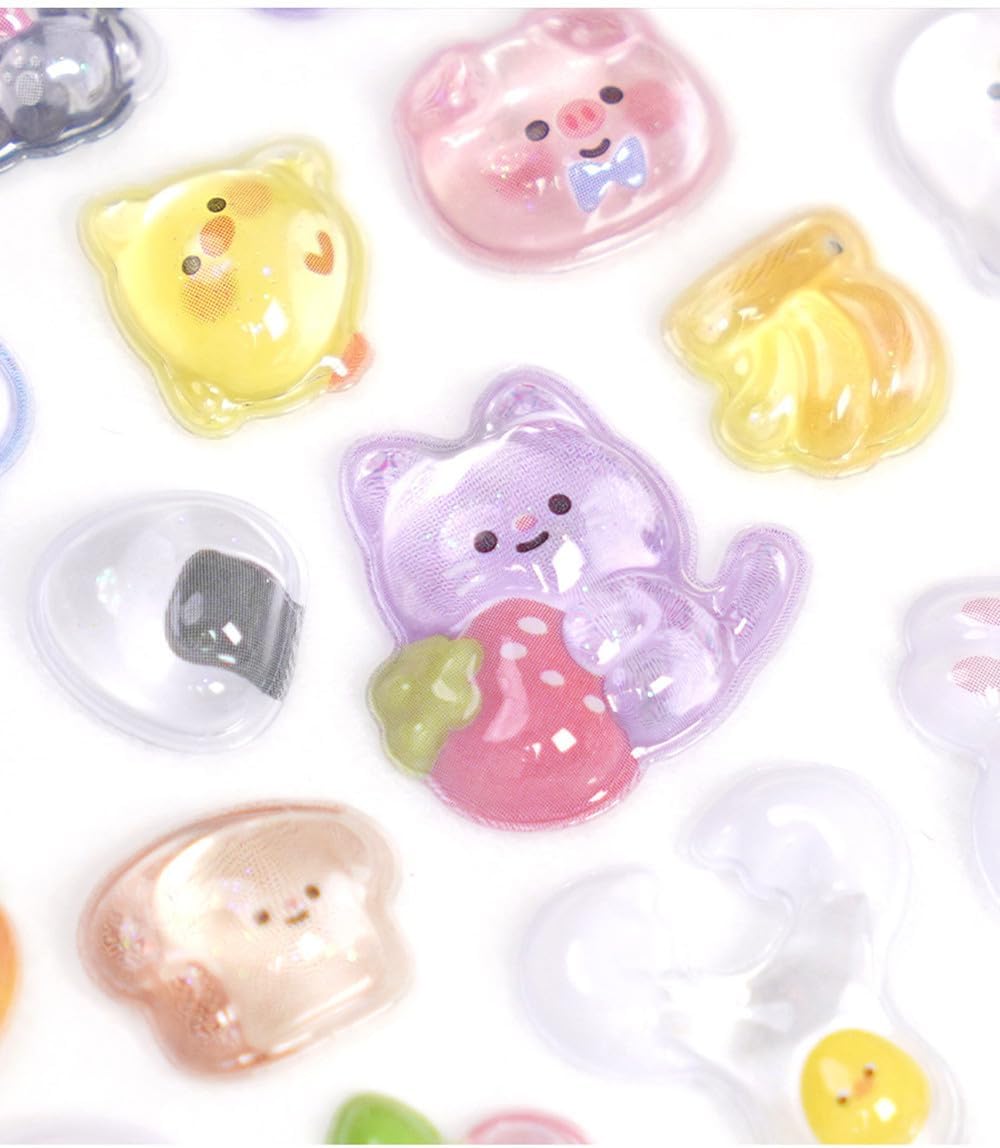 3D Cute Stickers 10 Sheets | 450+ Bulk Pack, Japanese Kawaii Puffy Sticker for Water Bottles Phone Cases Laptop, Bullet Journal, Gifts Prizes