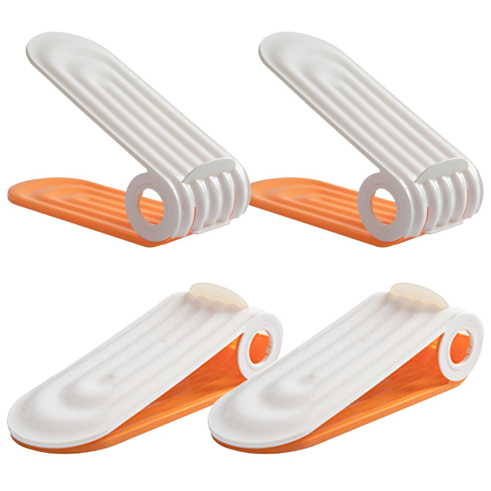 Aetherize Orange Shoe Slot Organizer 4Pcs Adjustable Shoe Stacker 4 Level Pp Space Saver Dual Layer Organizers For Closet, Slots