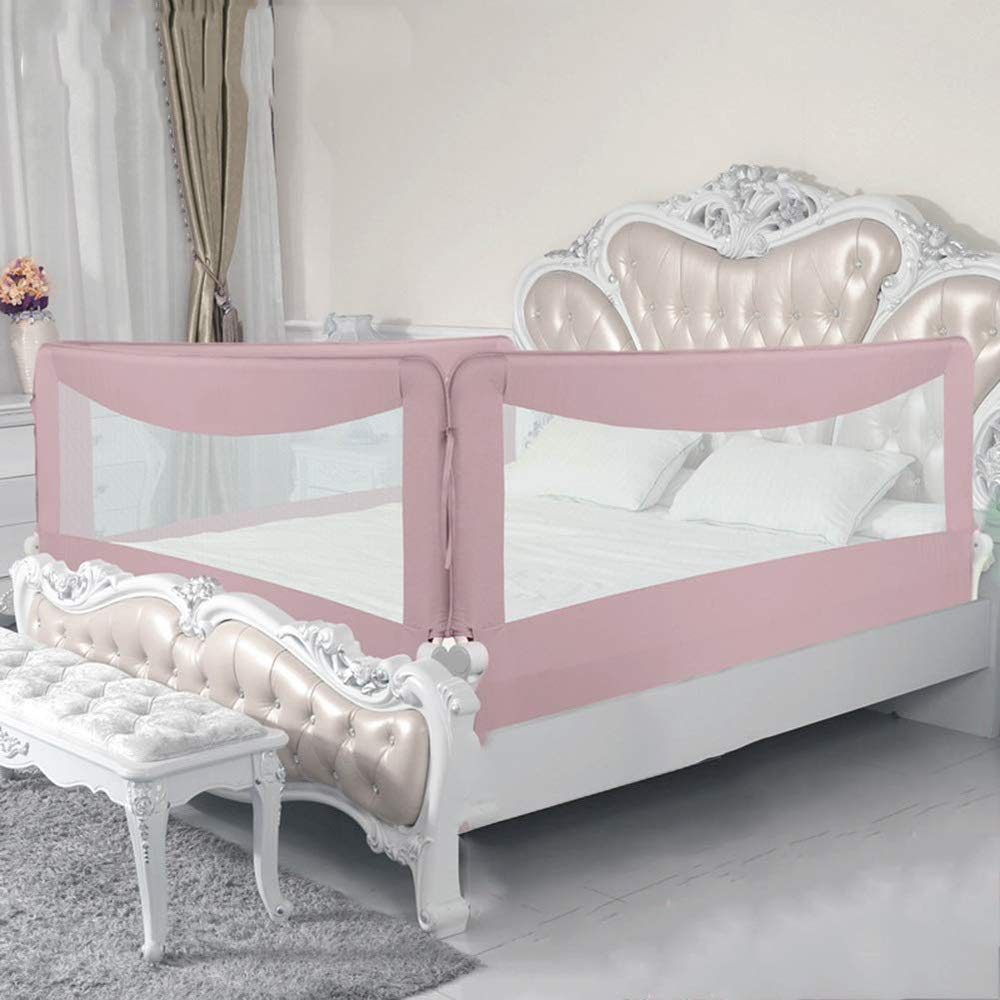 Valla de Seguridad para Cama, Valla anticaídas, Deflector Plegable Universal, Rosa, 2 m