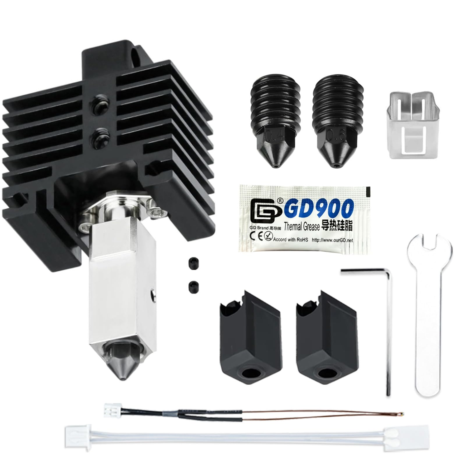 JUUPINE Upgraded Bambu Labs Hotend X1 Carbon Assembly for Bambu Lab X1/X1C 3D Printer,24V 60W Ceramic Heater HotEnd Kit with Removable Hardened Steel