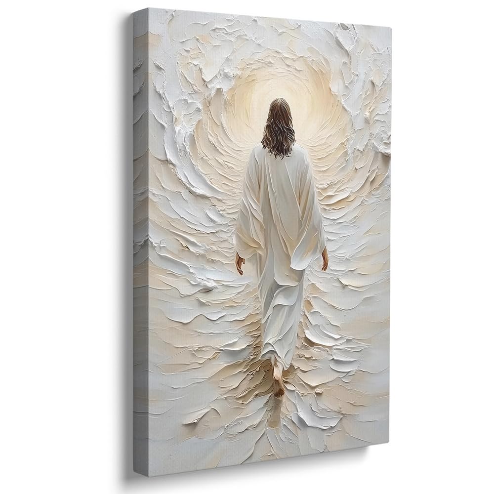 Reateforin Art Print on Canvas, Subject: Jesus on Water, modern, religious, Christian gift, trendy Christian living room, home decoration, Christ artwork, poster, — image 1
