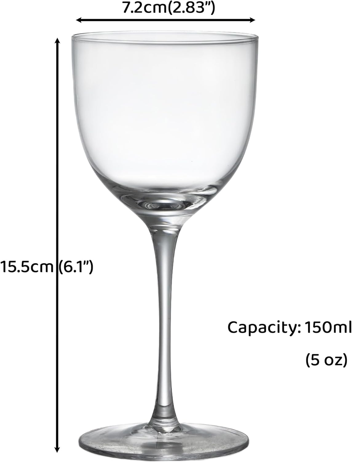 Nick & Nora Cocktail Glasses, Hand Blown Martini Glasses, 5 Oz, Set of 6