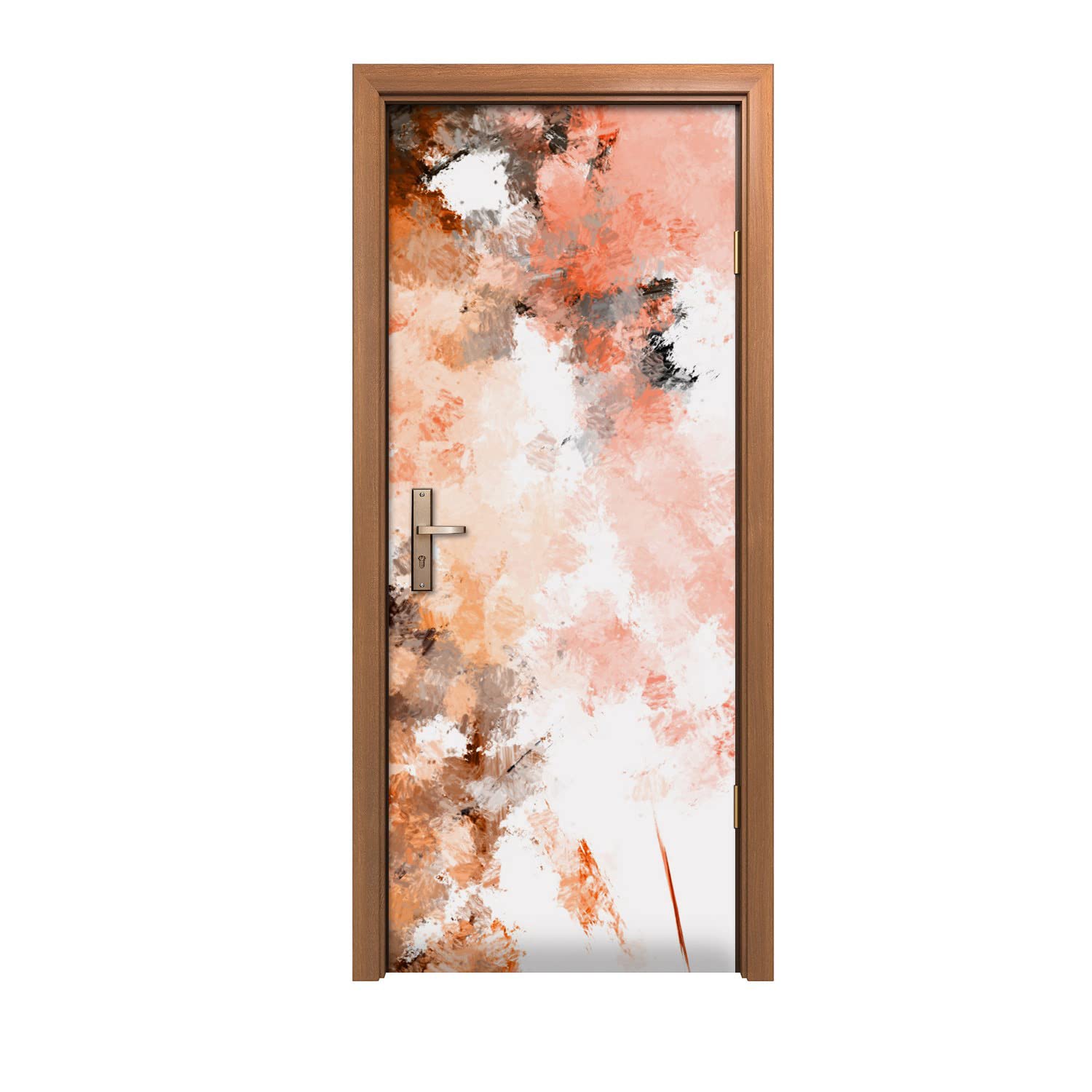 Autocollant de porte 90x200cm motif feuilles abstraites pour décoration murale