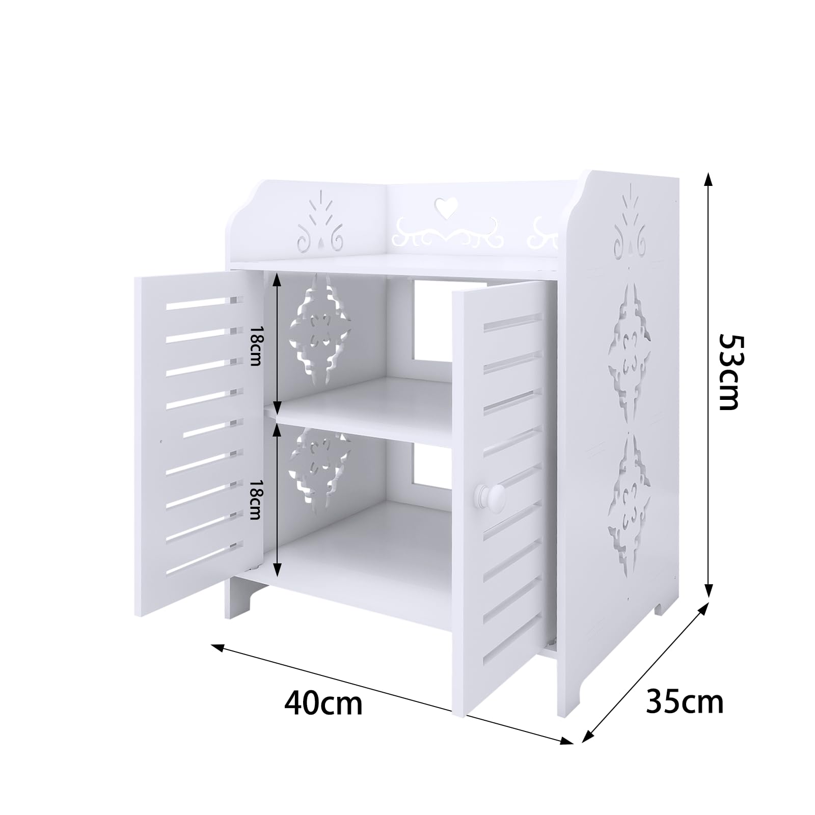 LANTUS Mobiletto portaoggetti per WC, mobile da bagno, supporto carta igienica con armadio e ripiani regolabili-40 x 35 x 53 cm (due livelli)