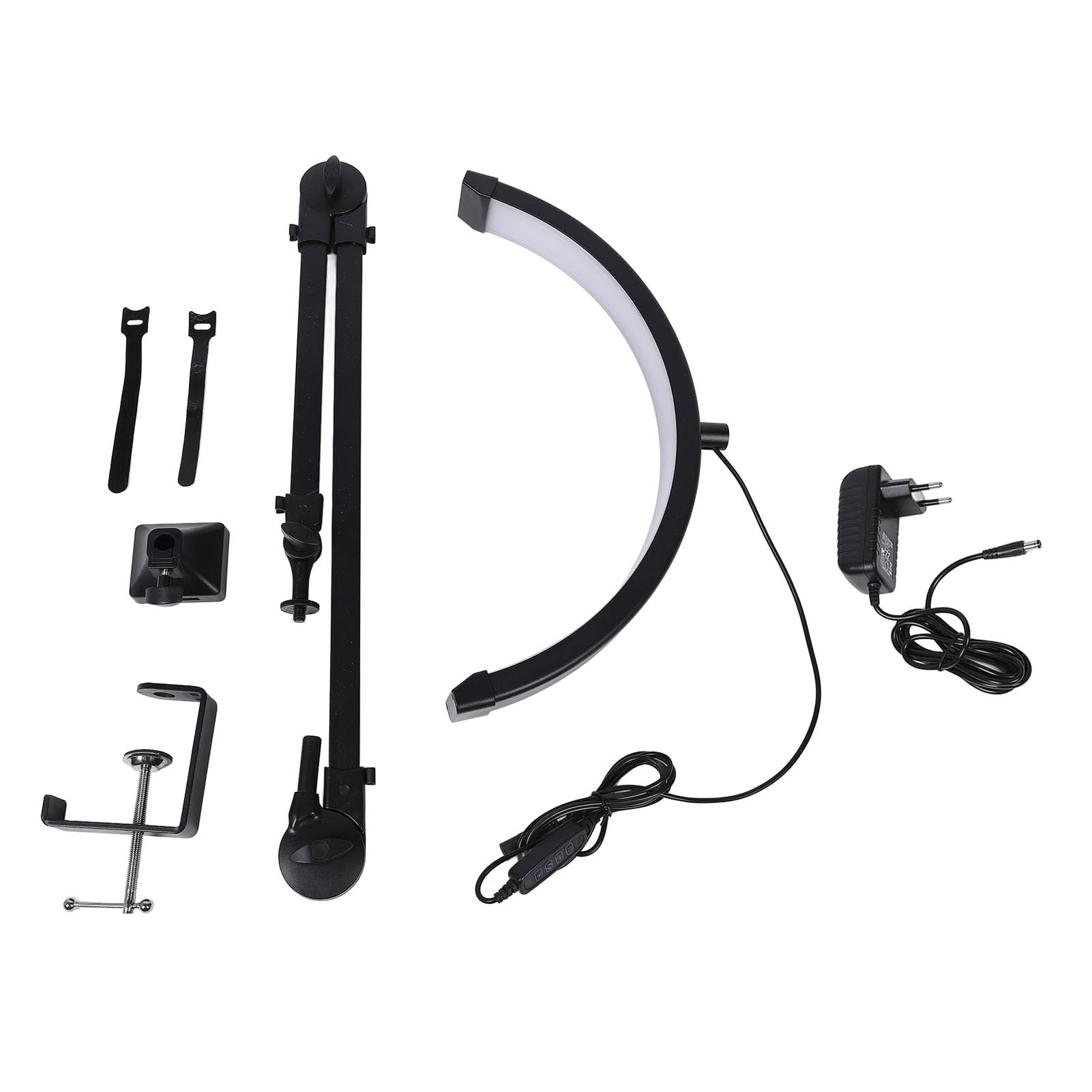 Sonew Lampka na Biurko do Paznokci Half Moon, 3 Tryby Oświetlenia Pielęgnacja Oczu Regulowane ramię Obrotowe Lampa LED do Paznokci z Zaciskiem, dla Profesjonalistów z Branży Pielę (wtyczka UE)