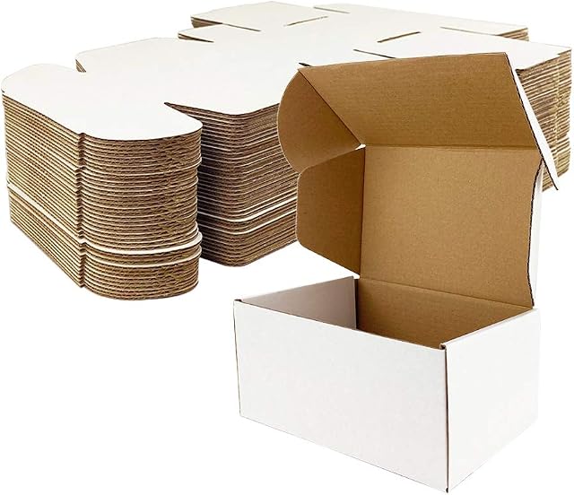 Giftgarden White Shipping Boxes 10x10x5cm(4"x4"x2"), 25 Pack Small Cardboard Corrugated Postal Mailing Boxes