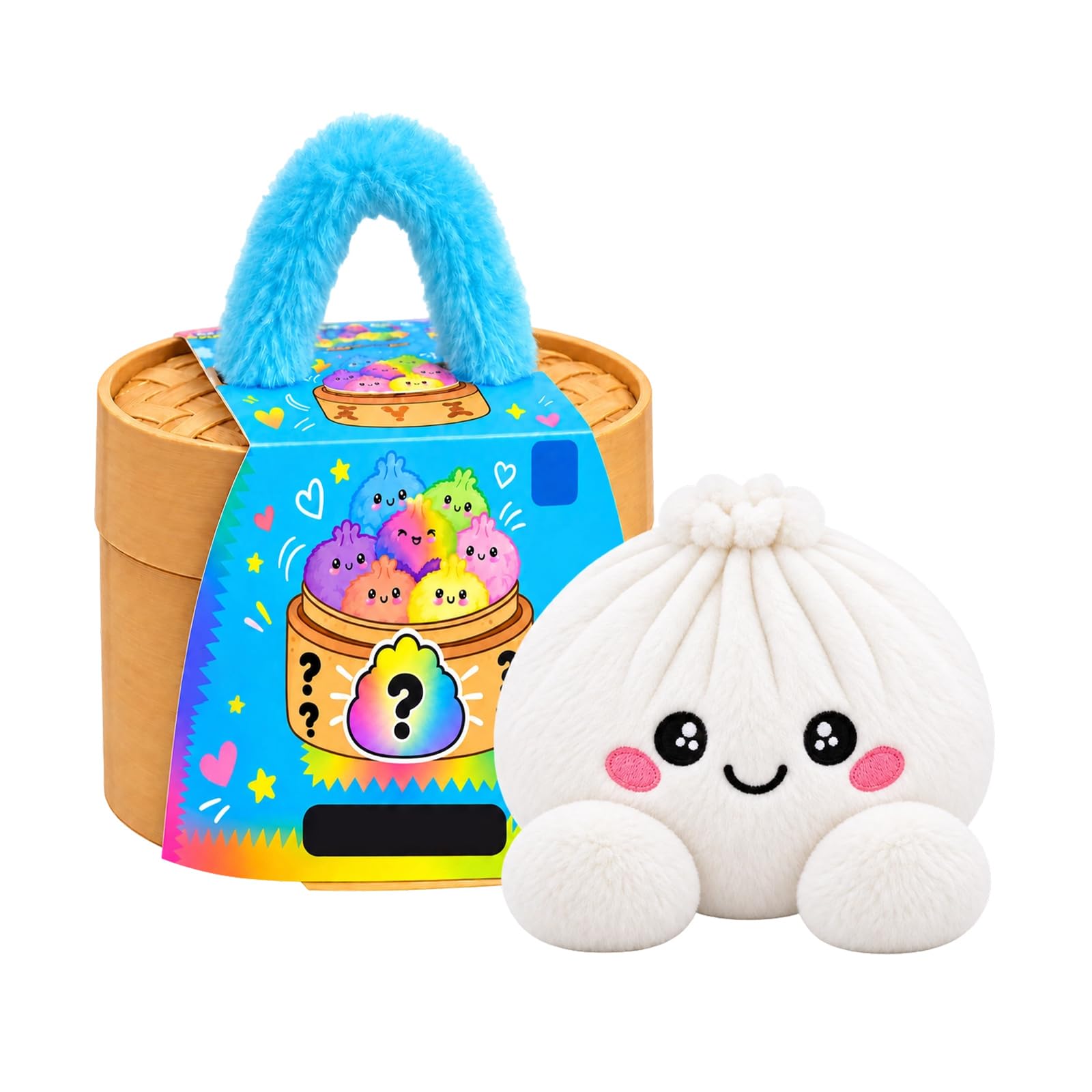 Plush Dumpling Mystery Squishy Bao Bun with Steamer Blind，White 3