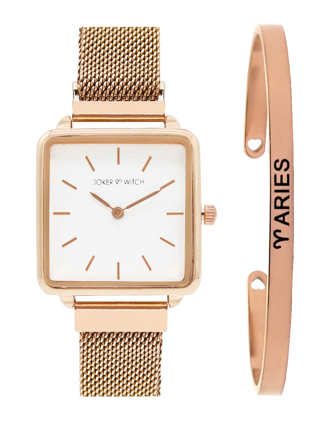 Joker & Witch Stainless Steel Vintage Aries Analog Watch Bracelet Gift Set For Women, White Dial, Rose Gold Band (B08WQ27Q8Y) Amazon Price History, Amazon Price Tracker