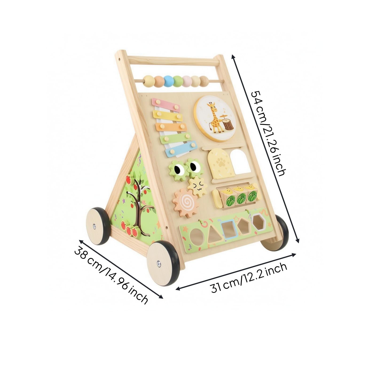 Amagogo Camminatore per Bambini in Legno Robusto | Telaio Aperto Resistente, Attività per primi passetti, a Spinta in Legno, Tempo di Apprendimento pervisionato, Stile A