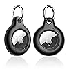 SUPFINE Waterproof Airtag Holder,2 Pack Air tag Keychain,Hard PC+TPU Full Body Protective Case with Loop Key Ring for Apple Tags,IPX8 Cover for Wallet,Luggage,Cat,Dog,Pets,for Item Finder(Black)
