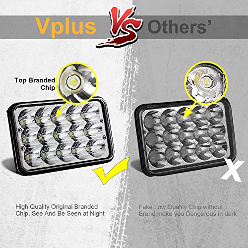 Partsam 4X6 6X4 Inch Led Headlights Rectangular Sealed Beam Headlamp H4651 H4652 H4656 H4666 H6545 H4 Socket Hi/Lo Beam Compatible With 379, W900, K5 K10 K20 W3500 #TOP5