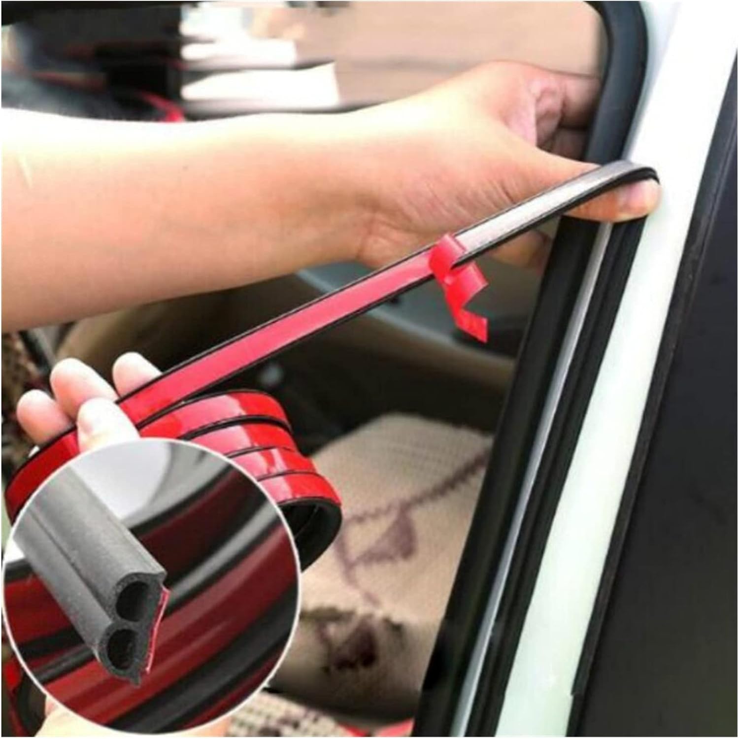 Meby 5m車のドアシールストリップステッカーb形状のウェザーストリップゴムシールの遮音密封封止自動車インテリアアクセサリー メール便送料無料対応可 Color Red