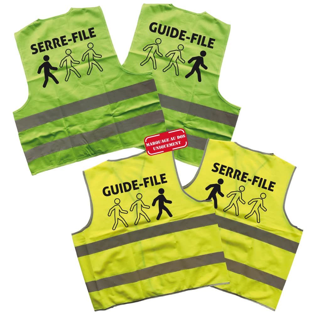 Signalétique.biz France LOT DE 1 GILET GUIDE-FILE ET 1 GILET SERRE-FILE (1xWGILET_GF + 1xWGILET_SF) -