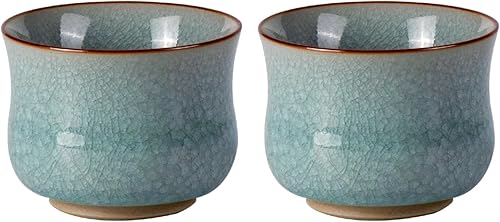 Miniatura 12 de Juego de 2 tazas de té pequeñas de porcelana de 3.8 onzas, juego de tazas de té japonesas hechas a mano, tazas de té asiáticas de cerámica para el