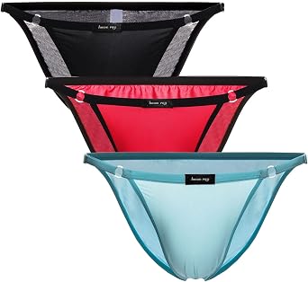 Mens Silky Comfort Underwear Adjustable String Waist Bikini Briefs