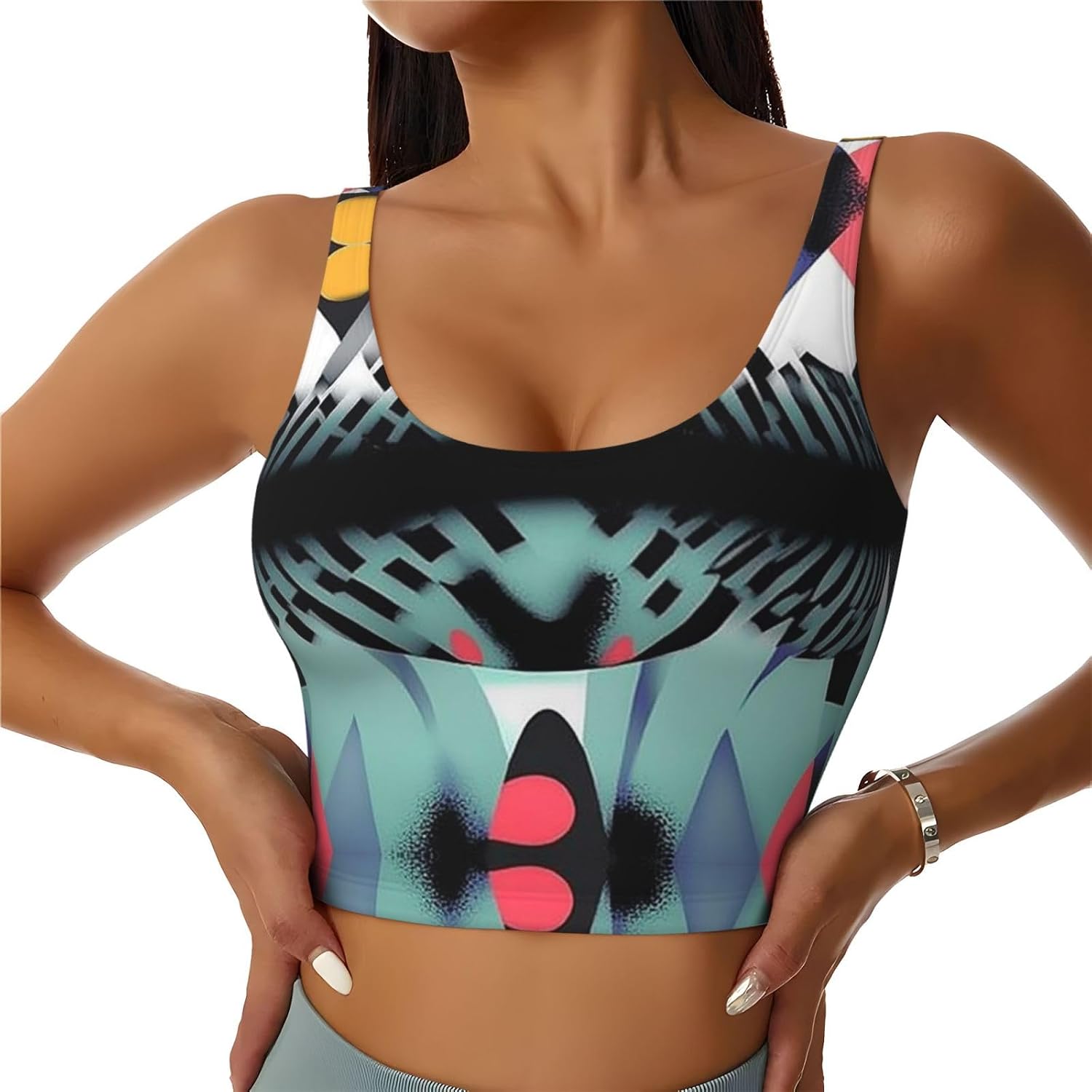 Abstract Geometry Art1 Women's Sports Bras - High Support Workout Tops for Women, Yoga Sports Bra, Bralettes with Support