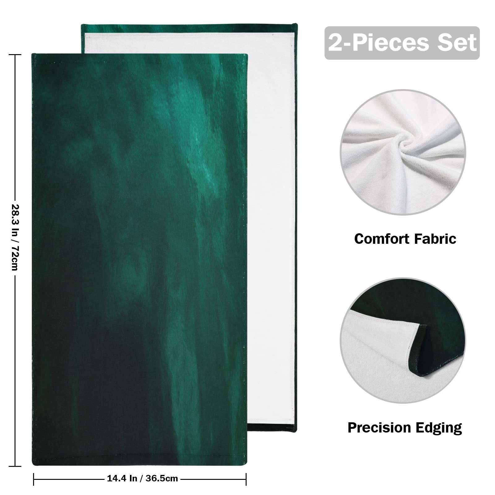 xigua Hunter Green Hand Towels Set of 2, Ultra Soft and Absorbent Fingertip Towels Bath Decorative Hand Towel for Bathroom Beach Spa Gym, 28x14in