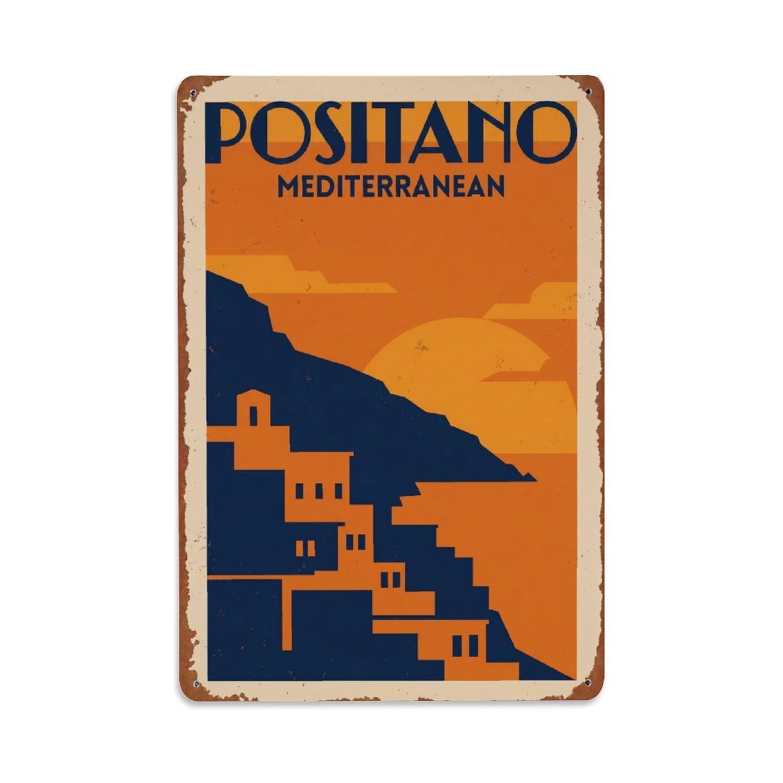Vintage Travel Positano Italy Divine Metal Tin Sign