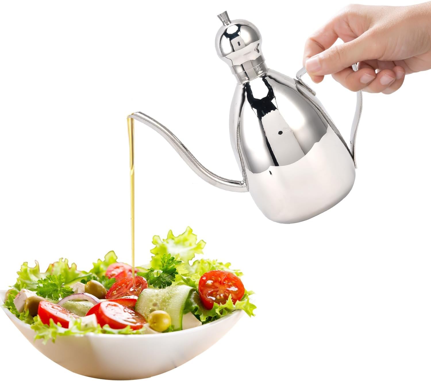 Butelka oleju ze stali nierdzewnej 250 ml/500 ml/1000 ml oliwa z oliwek dozownik sosu pojemnik z długim otworem dzbanek do herbaty czajnik filtrujący resztki oleju puszka (250 ml)