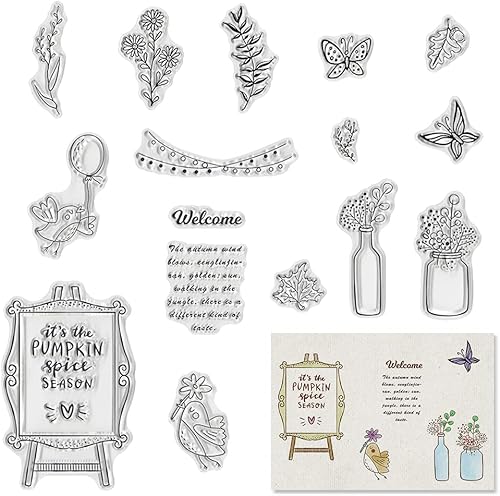 Miniatura 8 de Sellos transparentes de gnomo de árboles de otoño para hacer tarjetas y decoraciones de álbumes de fotos, sello de silicona para jardín de otoño,