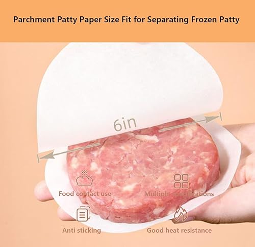 Miniatura 2 de Vlwltl 100 hojas redondas de papel pergamino de 6 pulgadas, papel de hamburguesa blanca, hojas de papel de cera para alimentos, separación de patty