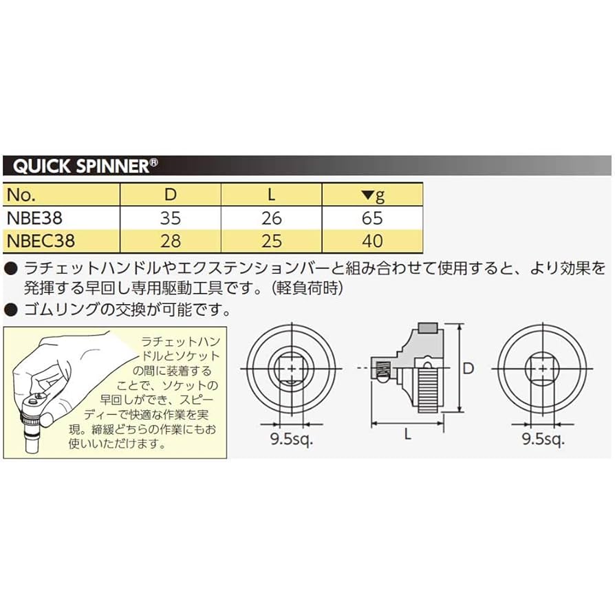 katieページ KTC (Katie See) ???? 9,5 mm (3/20.3 cm) Quick spinner NBE38