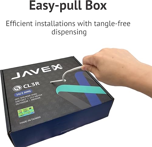 Miniatura 22 de JAVEX Cable de alambre de altavoz de audio calibre 16 AWG (15.24 M), [OFC Cobre libre de oxígeno] Cable plano delgado para audio estéreo automotriz