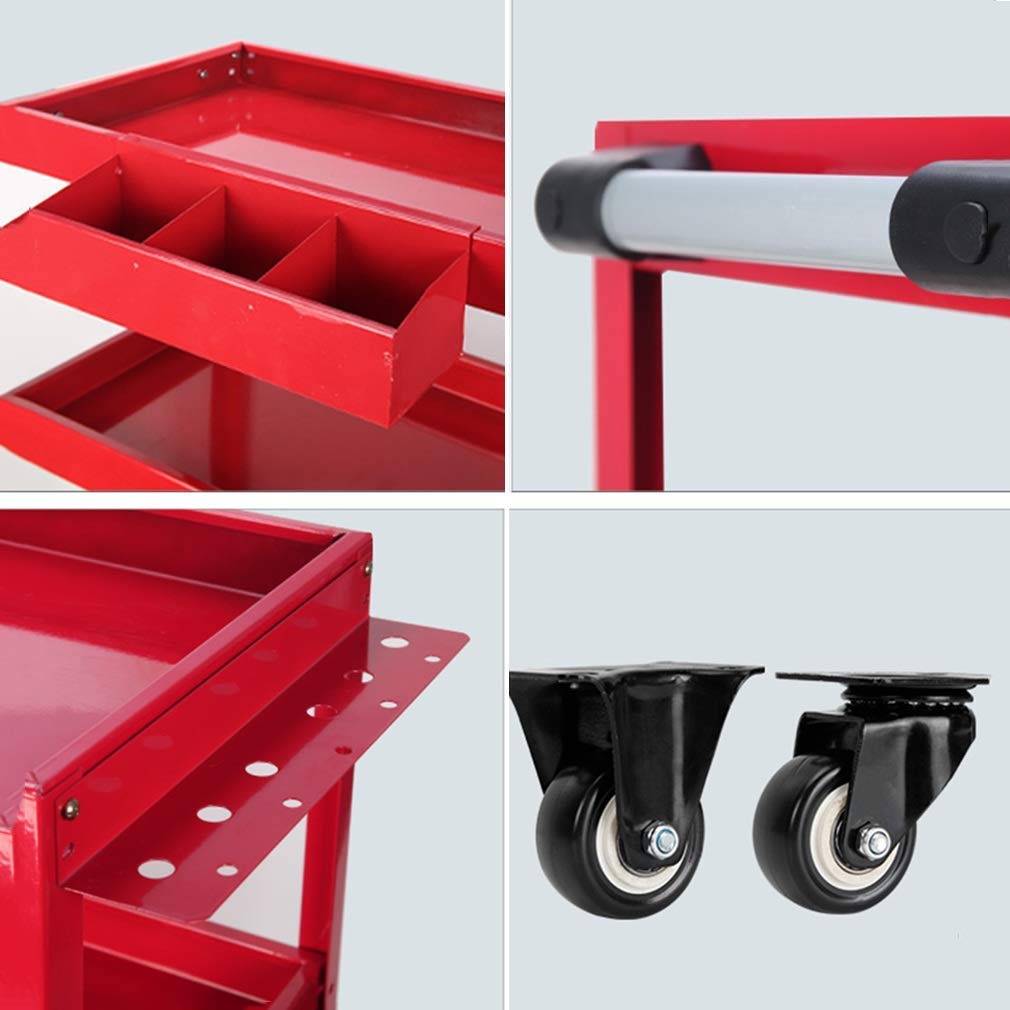 Carrello portautensili resistente – 3 ripiani multifunzione con capacità di carico di 100 kg per riparazione auto e uso utile