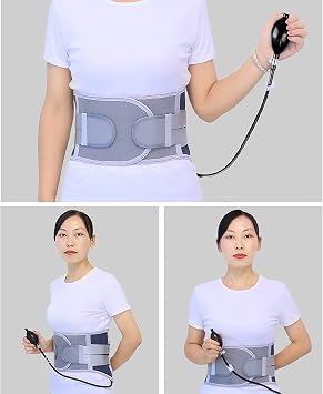 Inflatable Lumbar Support Pillow Washable Breathable Waist Pad Wearable Pain Relief Portable for Office Computer Chair Car Seat Cushion Back Support for Sitting Traveling Camping Indoor Outdoor