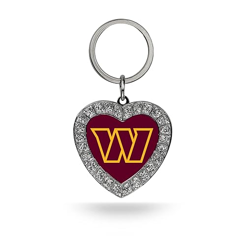 Rico Industries NFL Football Rhinestone Heart Keychain - Great Accessory