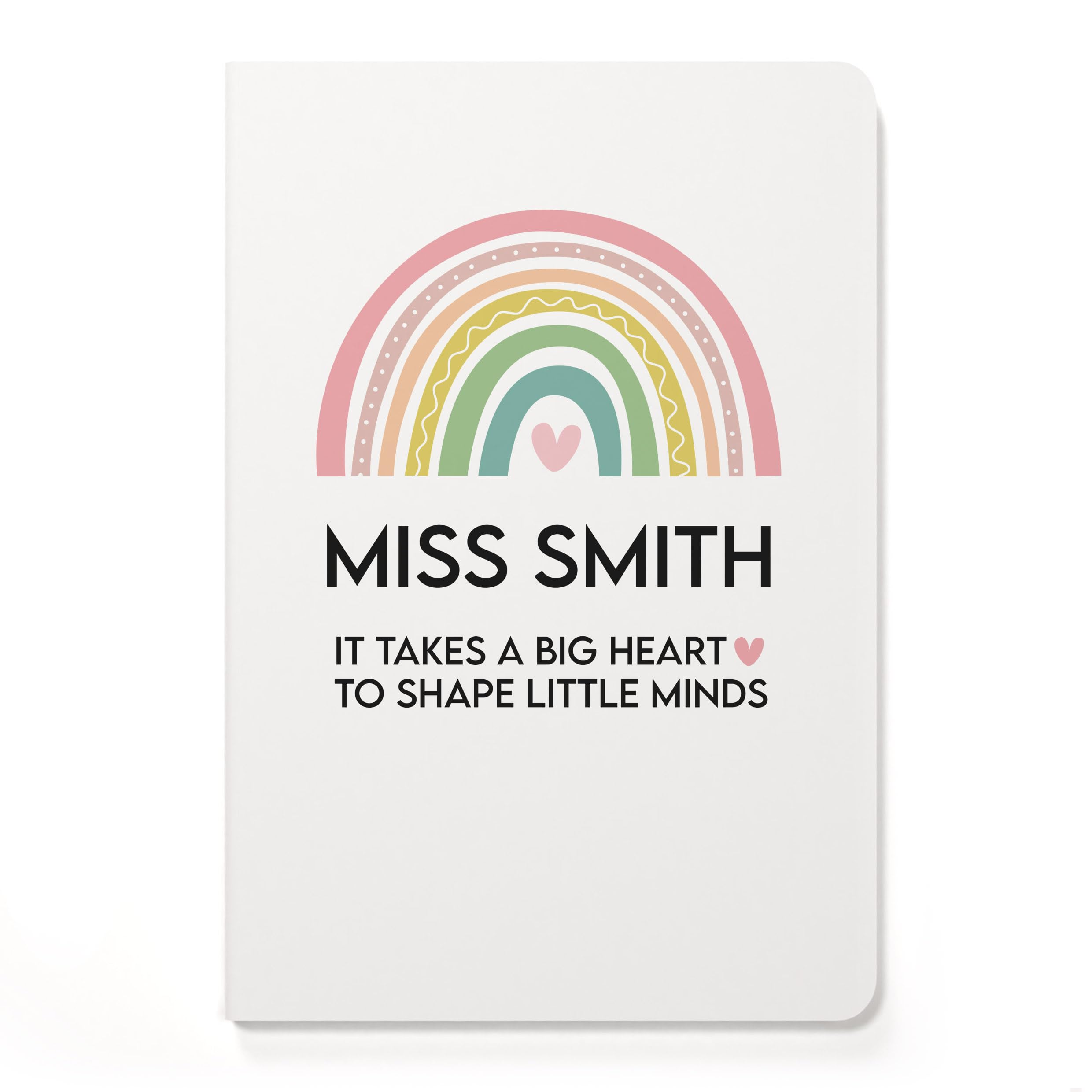 Beecreative Personalised Thank You Teacher Gifts - Custom A5 White Notebook and Pen Set - End Of School Year Gift For Teachers